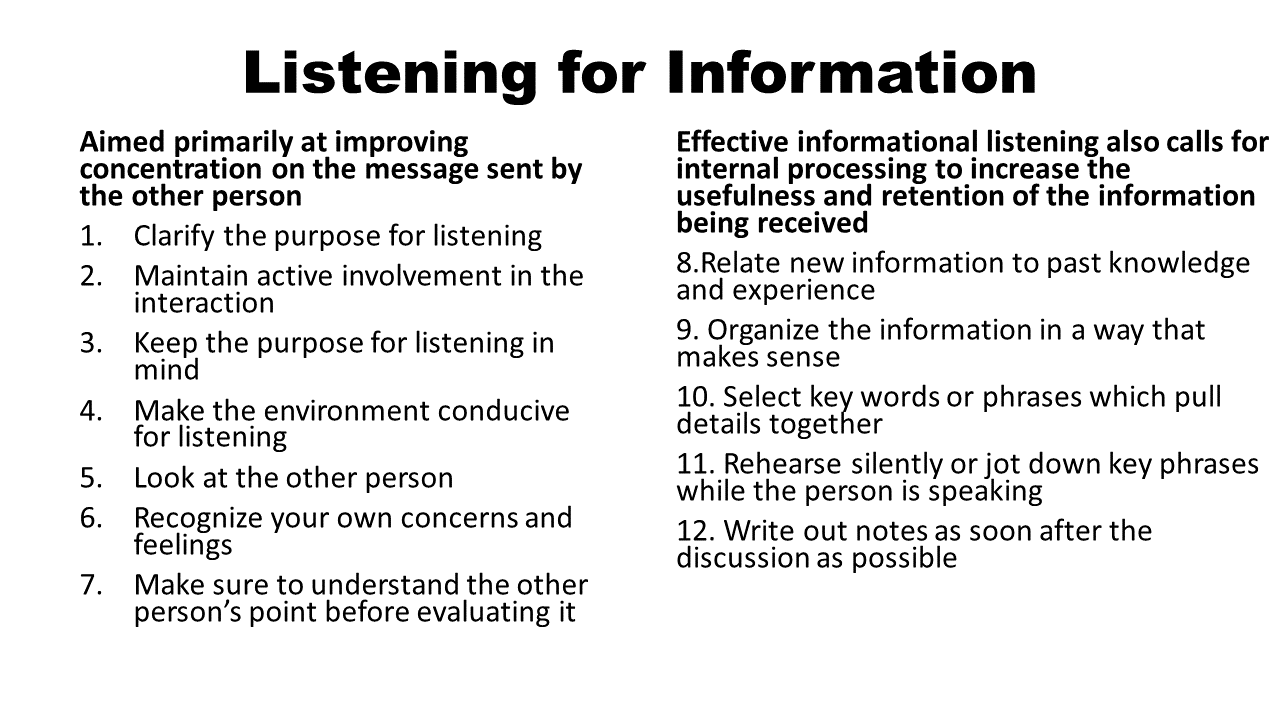 content or informational listening